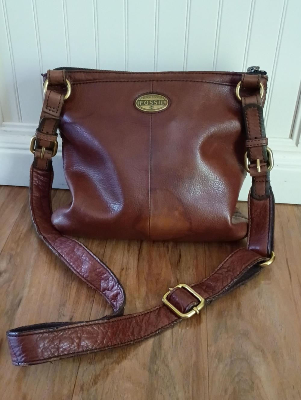 Fossil Chestnut Brown Leather Shoulder Bag